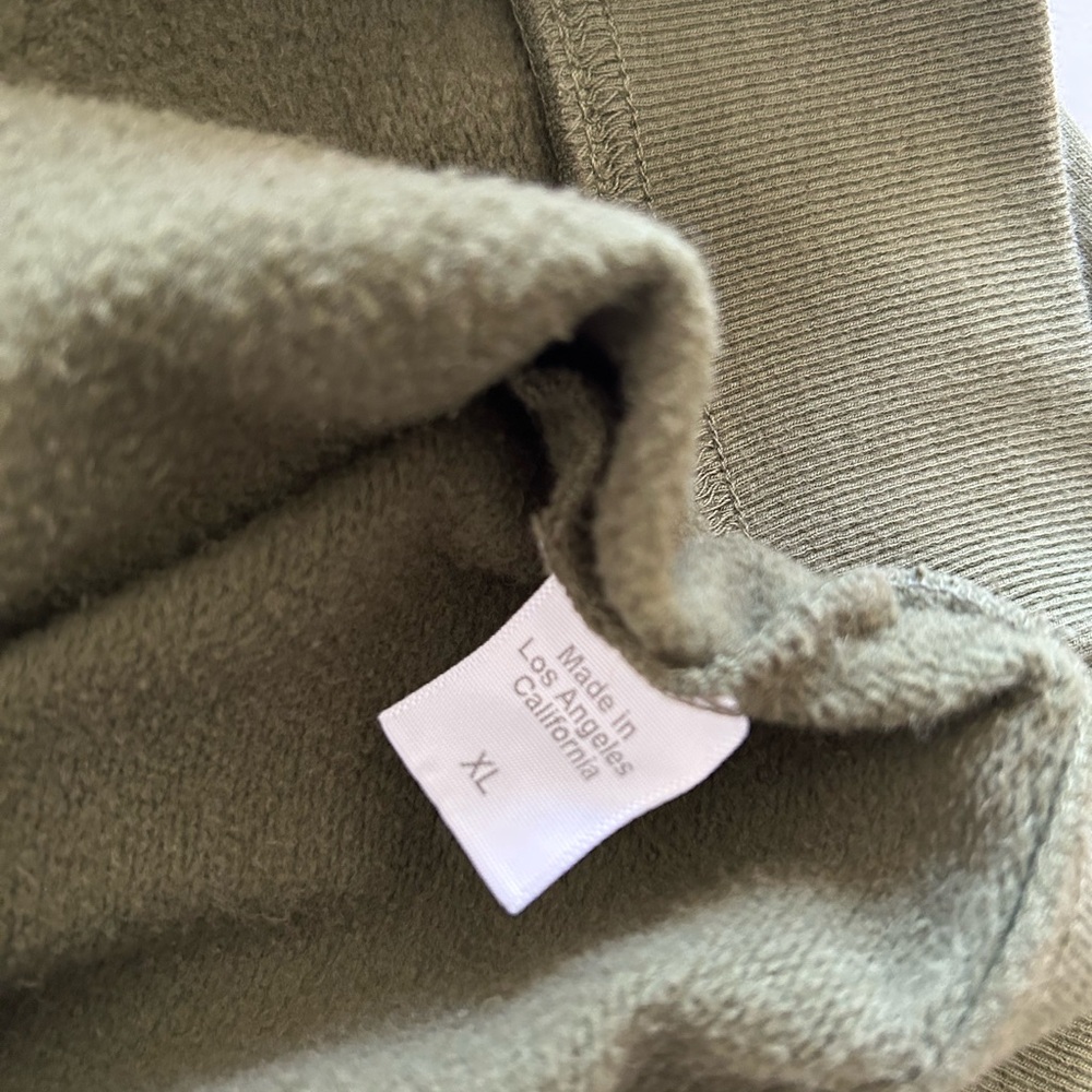 Clare V. Olive Green Sweatshirt with bright Orange Print Sz.XL - Picture 6 of 7